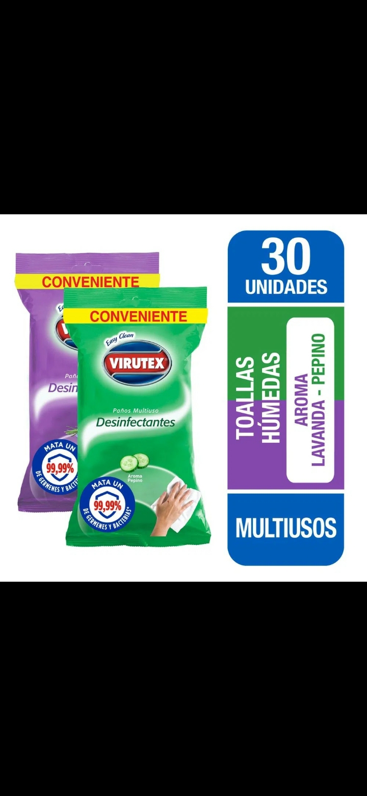 N1 (#ID:3408-3407-medium_large)  100 paquetes de toallas desinfectantes virutex de la categoria Hogar y que se encuentra en Santiago, new, 130000, con identificador unico - Resumen de imagenes, fotos, fotografias, fotogramas y medios visuales correspondientes al aviso clasificado como #ID:3408